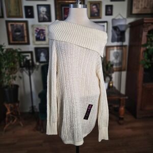 Torrid Ivory Off Shoulder Chunky Knit Sweater Cozy Slouchy Fall Pullover